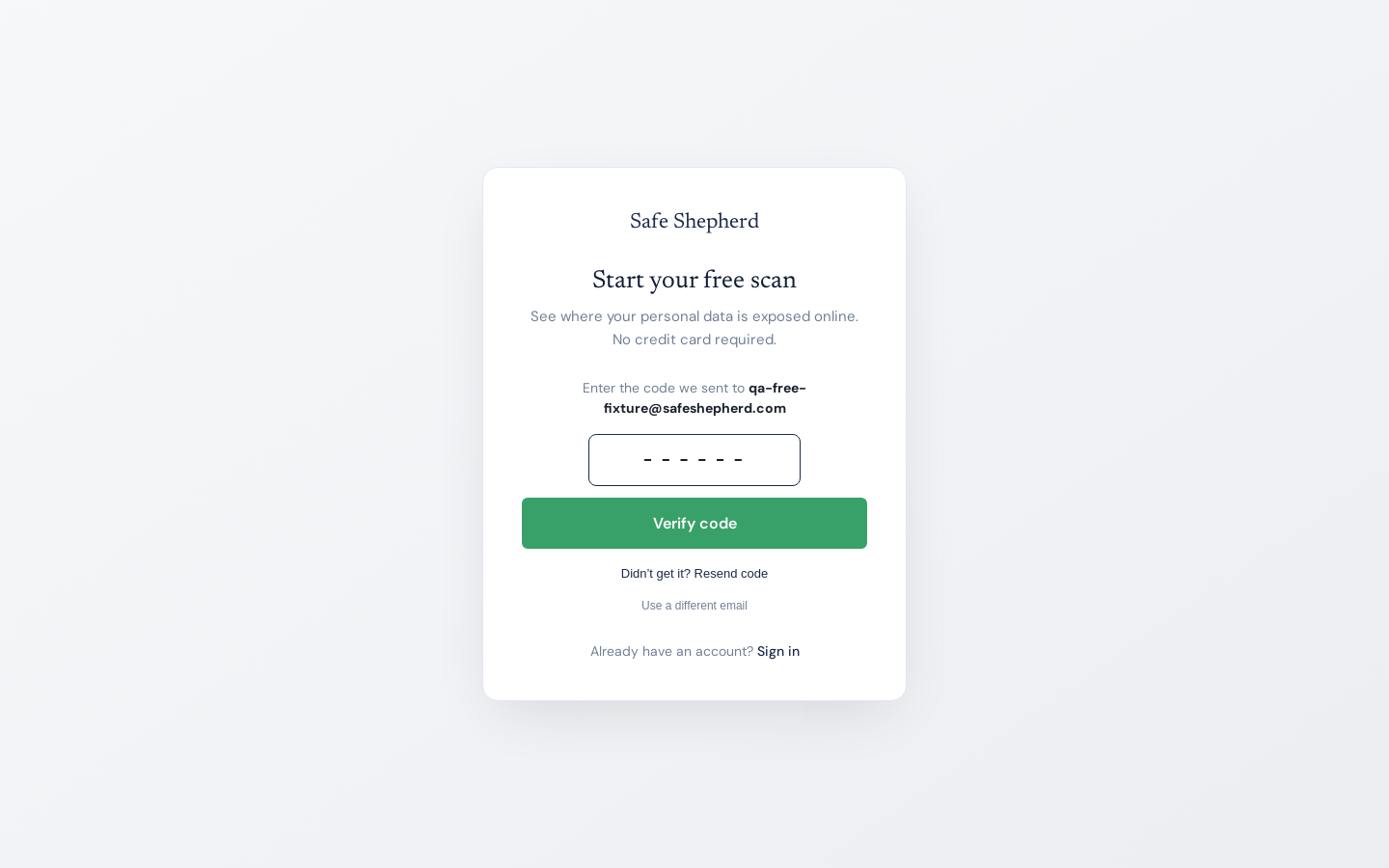 1/5 cv_magic_link_host — signup form reaches the code-entry UI